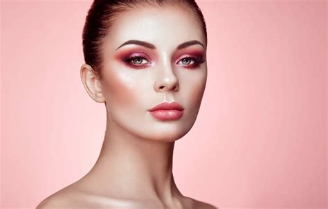 Wallpaper pink, makeup, sponge, retouching, Beautiful woman face images for desktop, section ...