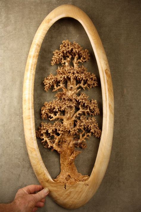 This is a unique carved wood Oak Tree wood carving art sculpture, A L ...