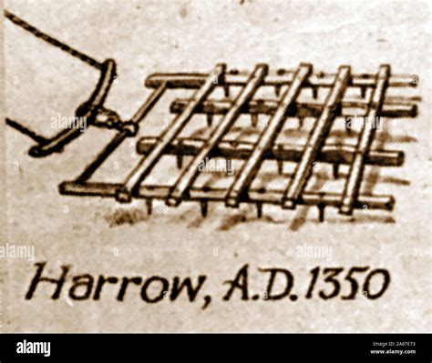 British farming & Horticulture tools through the ages - Medieval Harrow Stock Photo - Alamy