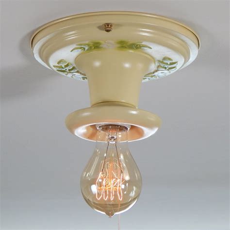 Vintage Pull Chain Equipped Flush Mount Ceiling Light Fixture - Etsy