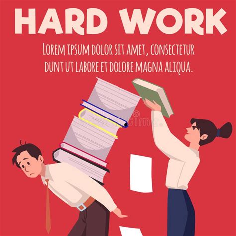 Hard Work Poster with Boss Loads the Employee with Tasks, Flat Vector. Stock Vector ...
