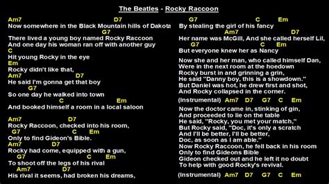 The Beatles - Rocky Raccoon (WS) | Lyrics and chords, Rocky raccoon, The beatles