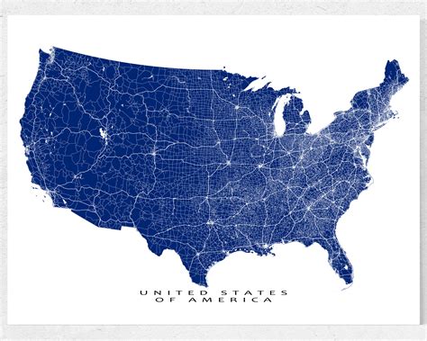 Giclée Abstract US Map Canvas Black and white USA Wall art Set Educational Print US State Names ...