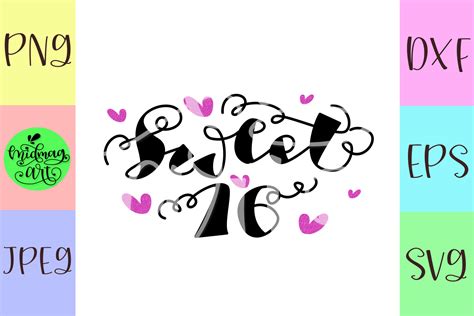 Sweet 16 svg, 16th birthday svg