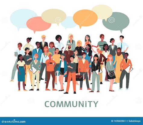 Community Banner - Diverse Crowd of Cartoon People Standing and Talking Stock Vector ...