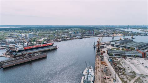 Tanker Vessel Repair in Dry Dock Shipyard, Drone Shot Stock Image - Image of dock, aerial: 166323201