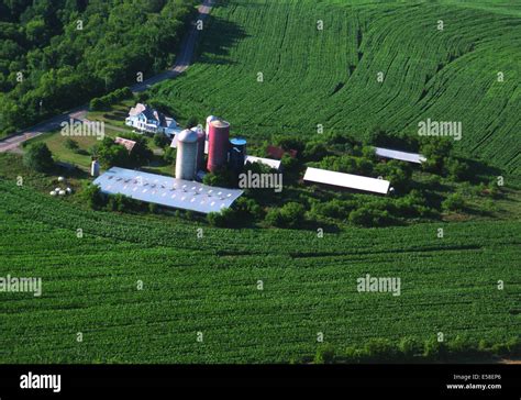 Aerial view of farm Stock Photo - Alamy