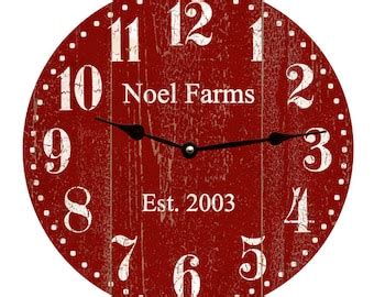 Red Wall Clock - Etsy