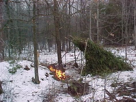 Lean to shelter in the winter with fire | Wilderness survival, Survival ...