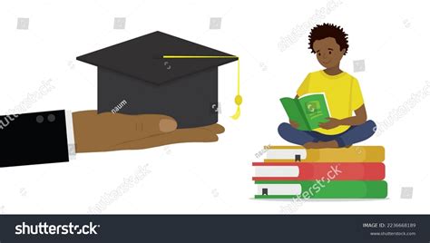 Happy African American Schoolboy Student Reading Stock Vector (Royalty ...