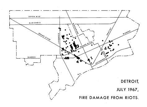 Map of Detroit Riots Fire Damage 1967 | DETROITography
