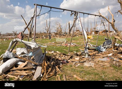 Tornado damage in Greensburg, Kansas, USA, after the massive killer ...