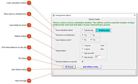 Leave calculation method