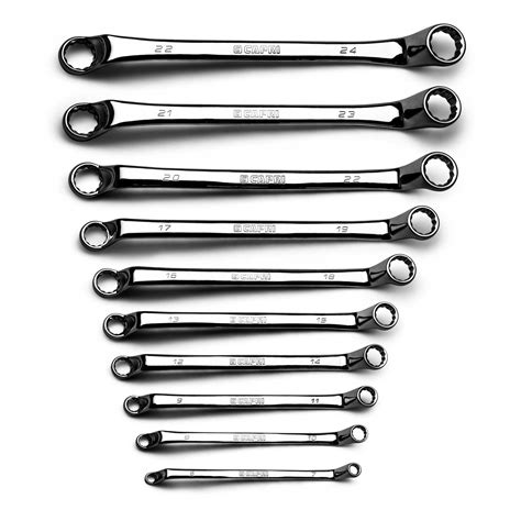 Capri Tools 75-Degree Deep Offset Double Box End Wrench Set, Metric, 10 ...