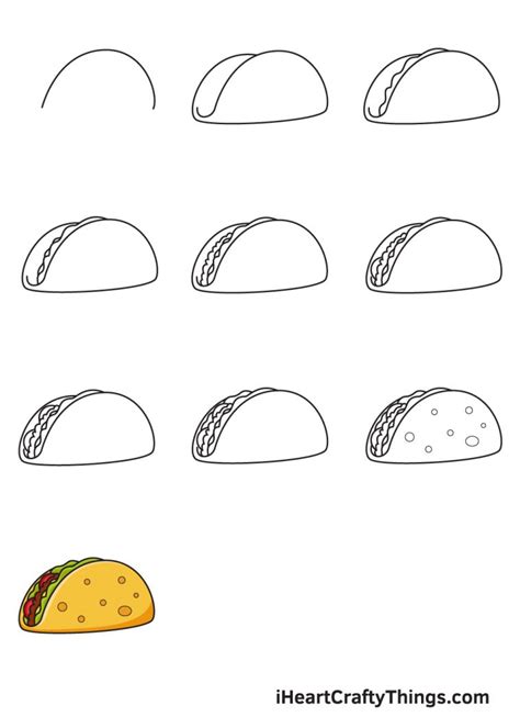 Taco Drawing - How To Draw A Taco Step By Step