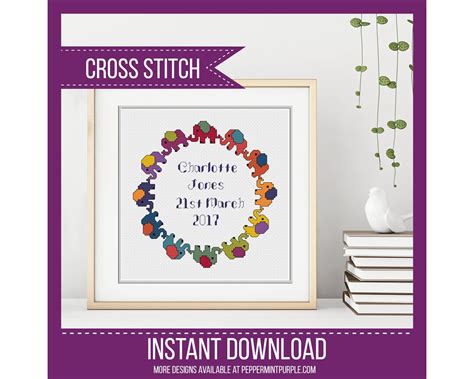 Elephant Cross Stitch New Baby Cross Stitch Baby Elephant Pattern, Modern Cross Stitch, Elephant ...