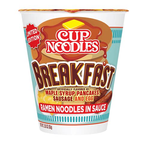 Nissin Cup Noodles Breakfast Maple Syrup Pancakes, Sausage, and Egg ...