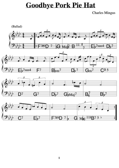 Goodbye Pork Pie Hat (Sheet Music) - Charles Mingus printable pdf download