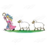 Abeka | Clip Art | Little Bo Peep—with two sheep on grass