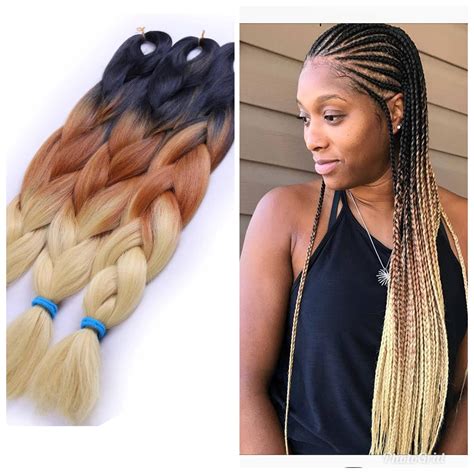 Jumbo Braiding Hair (Black/Brown/gold) 5pcs jumbo Braids Hair Extension Ombre Colors for Bo ...