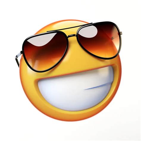 Emoji fresco aislado sobre fondo blanco, emoticono sonriente con gafas ...