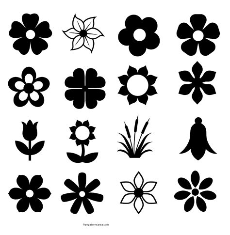 Flower Silhouette Vector and Outline Templates - FreePatternsArea