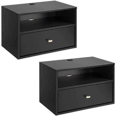 Floating Shelf with Drawer - Black | The Brick