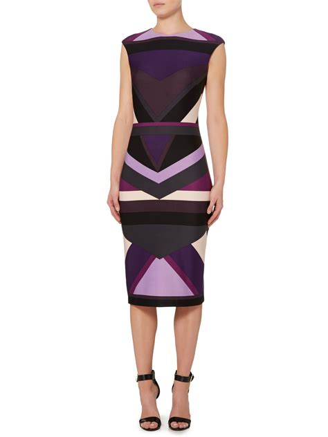 Vince camuto Geometric Print Dress in Purple | Lyst