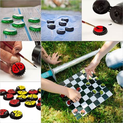 DIY Board Game with Bottle Cap Checkers