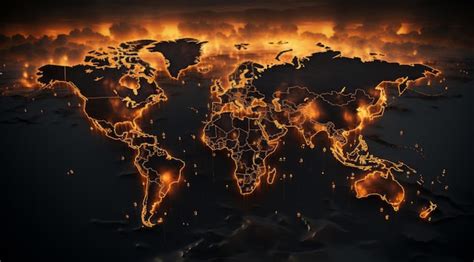 Premium AI Image | A map of the world with a fire