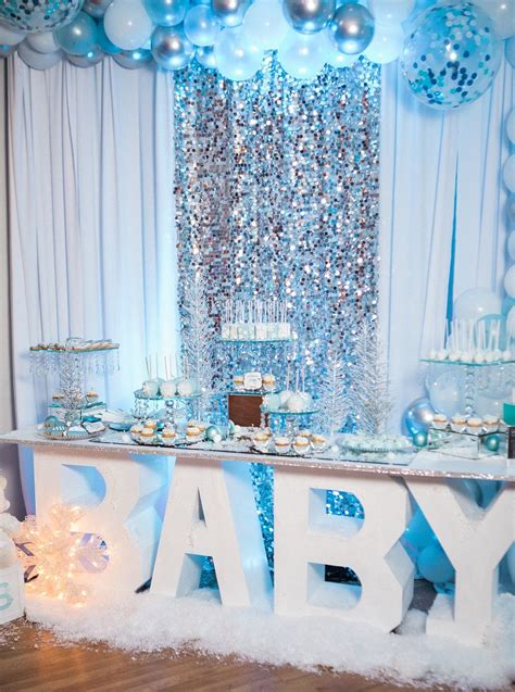 This icy blue and silver Winter Wonderland Baby Shower is a must-see for anyone planning a ...