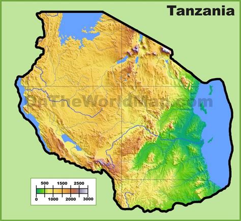 Tanzania physical map - Ontheworldmap.com