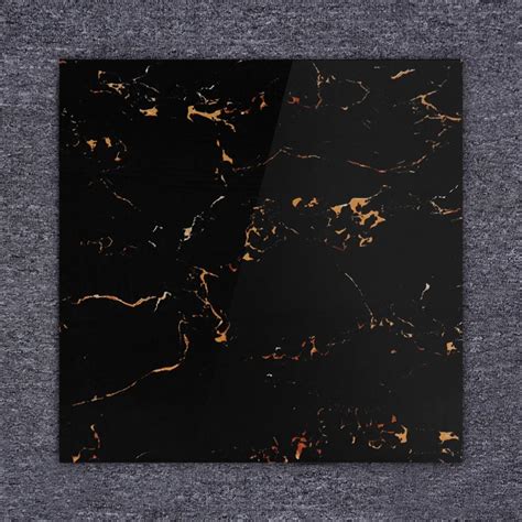 60x60 Glossy Black Gold Marble Floor Tiles Fully Polished Glazed Marble Black Color Gold Vein ...