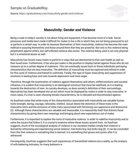 ⇉Masculinity: Gender and Violence Essay Example | GraduateWay