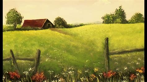 How to Paint an EASY Farmhouse Landscape Lesson 1 Step by Step | Landscape paintings, Landscape ...