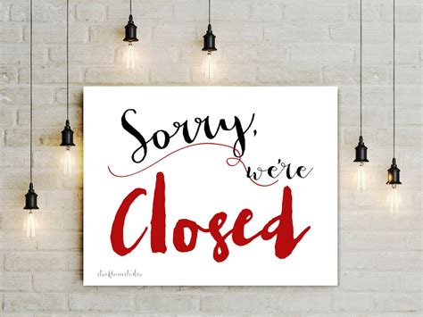 Instant Download Sorry We're Closed Business Door Sign | Etsy