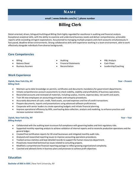 Billing Clerk Resume Example & Guide | ZipJob