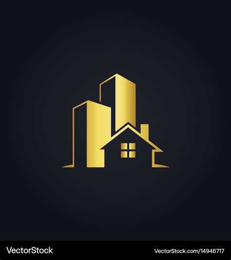 Gold building house logo Royalty Free Vector Image