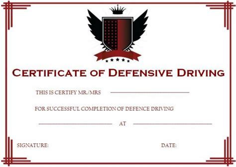 Defensive Driving Printable Certificate | TUTORE.ORG - Master of Documents