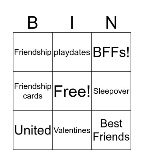 Friends Bingo Card