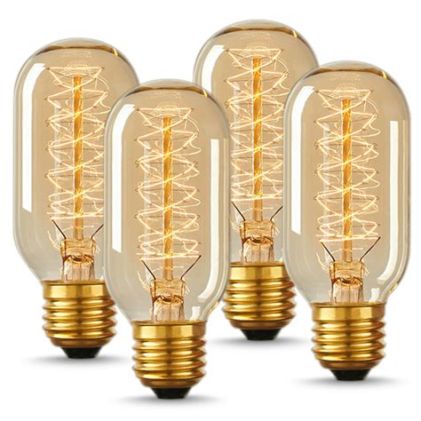 40Watt Edison Light Bulb, T45 Vintage Style, 2700K Warm White, E26 Base, Dimmable, E26 Base ...