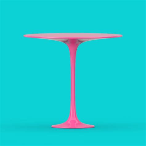 Premium Photo | Pink modern plastic round table mock up in duotone style on a blue background ...
