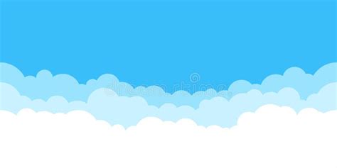 Blue Sky with White Clouds Background. Border of Clouds. Simple Cartoon ...