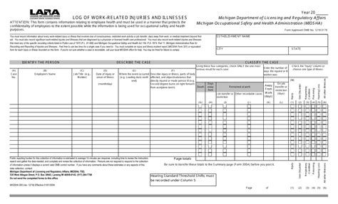 Miosha Form 300 Fillable - Printable Forms Free Online