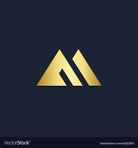 M monogram initial gold logo Royalty Free Vector Image