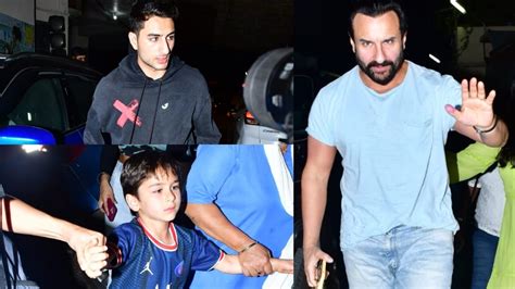 Saif Ali Khan goes for Adipurush screening with sons Ibrahim and Taimur. Watch | Bollywood ...