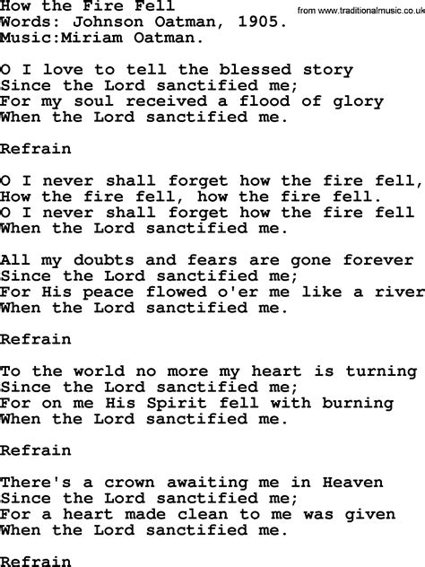 Pentecost Hymns, Song: How The Fire Fell - lyrics and PDF