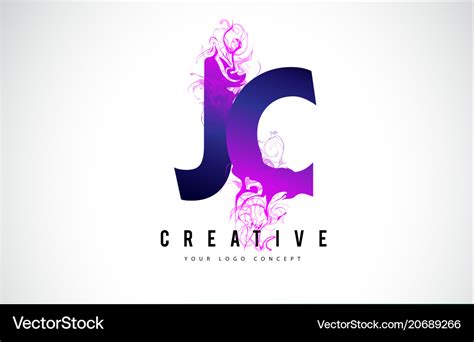 Jc j c purple letter logo design with liquid Vector Image