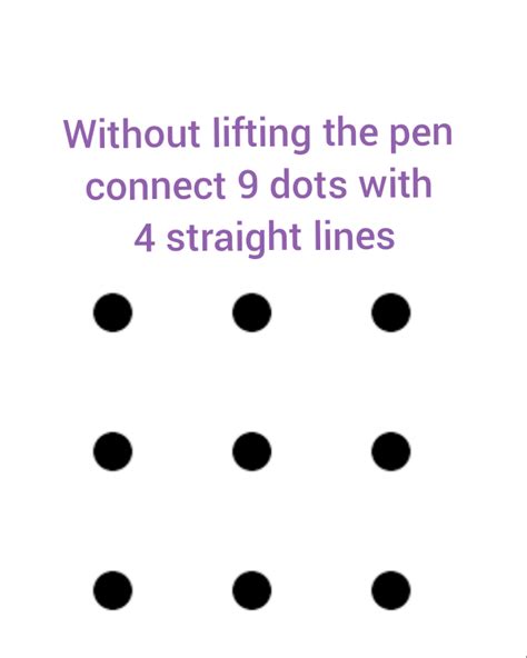 How to connect 9 dots with 4 straight lines puzzle