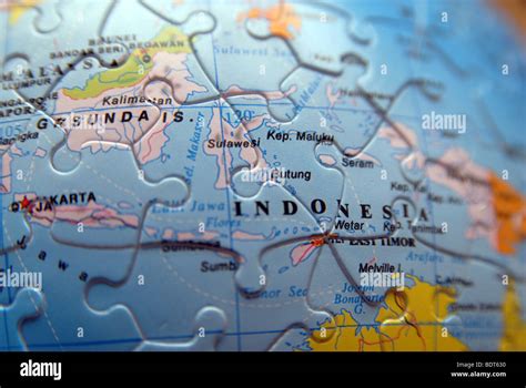 Detail of a Globe/Map. Jigsaw detail. Indonesia Stock Photo - Alamy